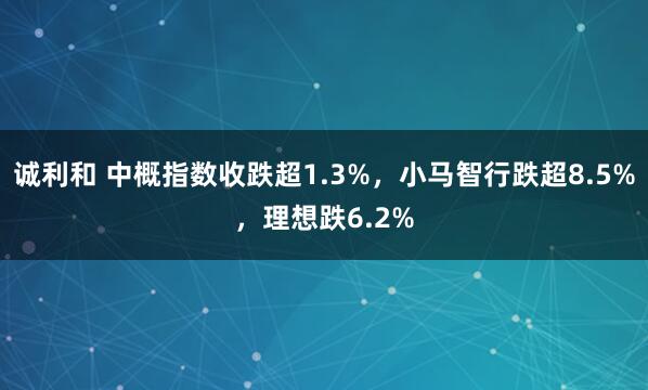 诚利和 中概指数收跌超1.3%，小马智行跌超8.5%，理想跌6.2%